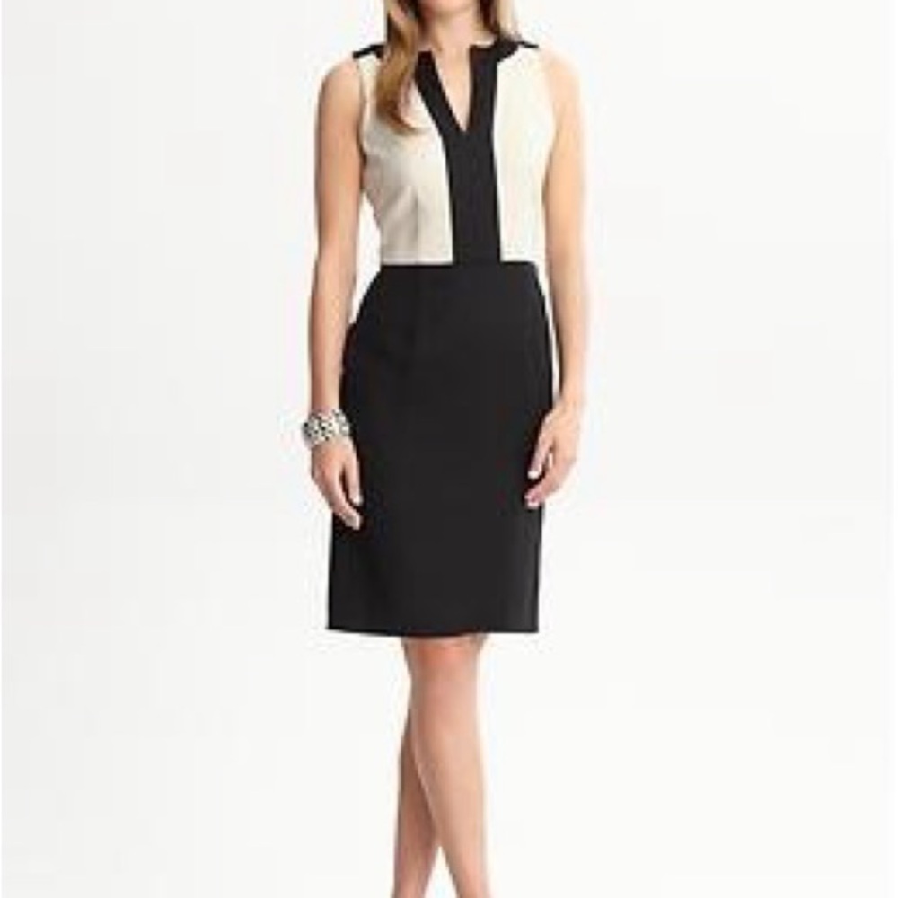 Banana Republic Black and Cream Midi Dress